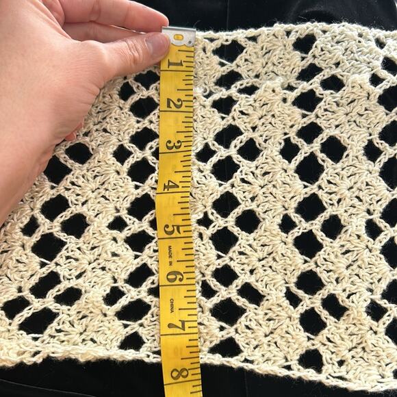 Small handmade- knit cream neck scarf- in tractor design boho western - OS - Picture 2 of 9